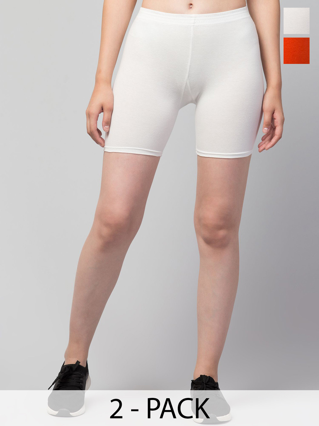 HIRRUX Women Pack of 2 Skinny Fit Low-Rise Cycling Sports Shorts