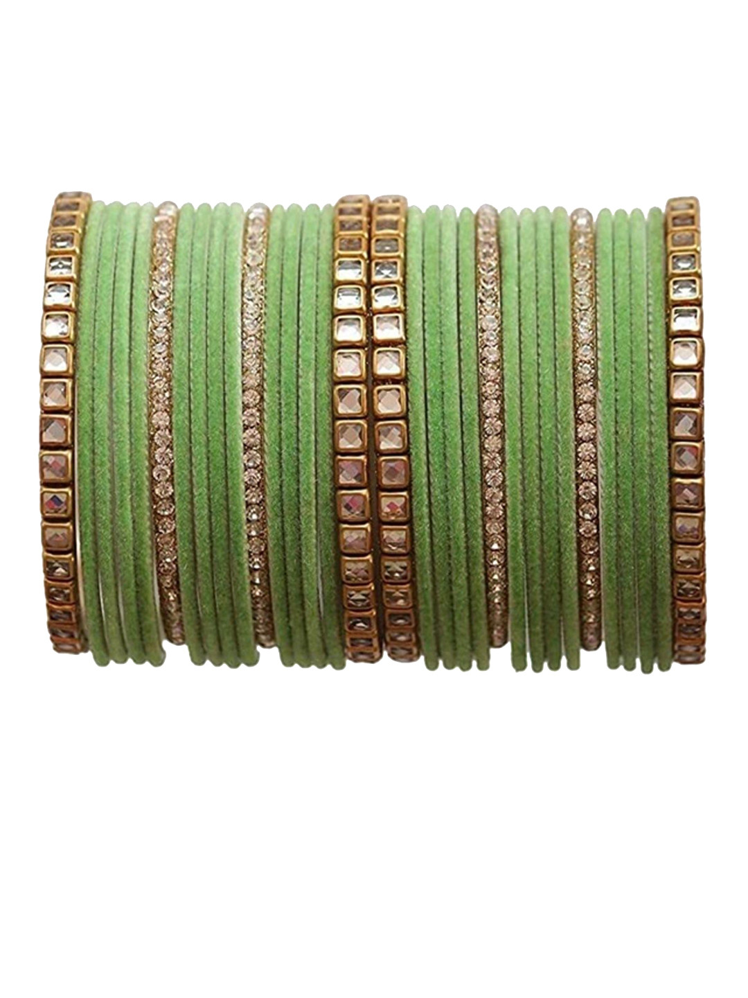 Guddan Set Of 32 Gold-Plated Zircon Stone-Studded Bangles