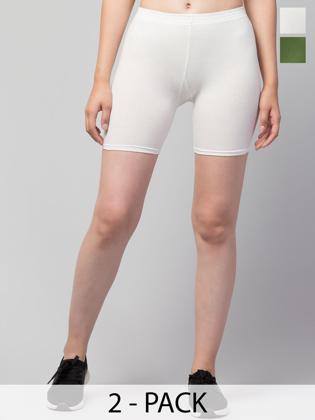HIRRUX Women Pack of 2 Skinny Fit Low-Rise Cycling Sports Shorts