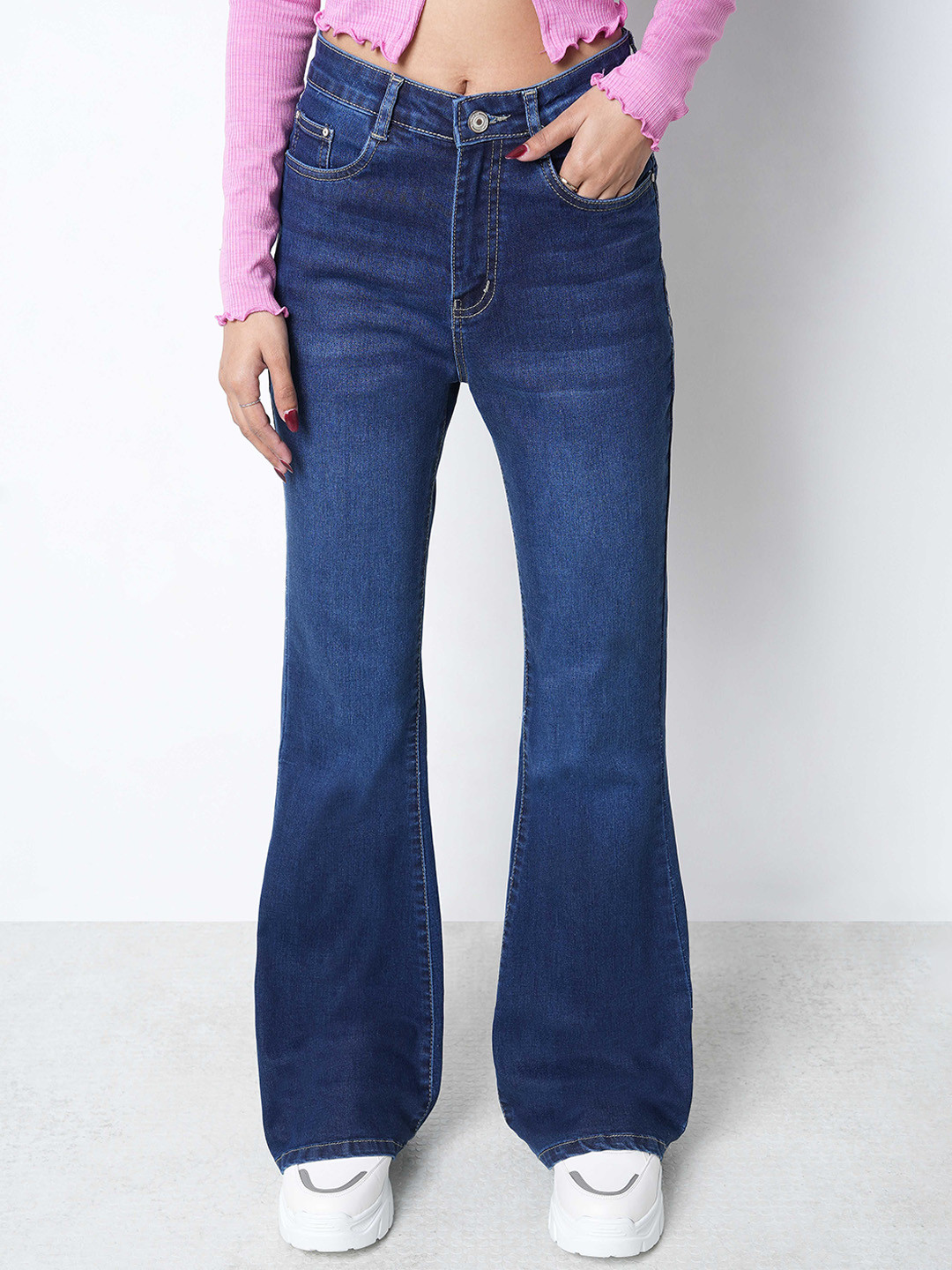 ZUYA Women Casual Boot Cut Stretch Solid Jeans