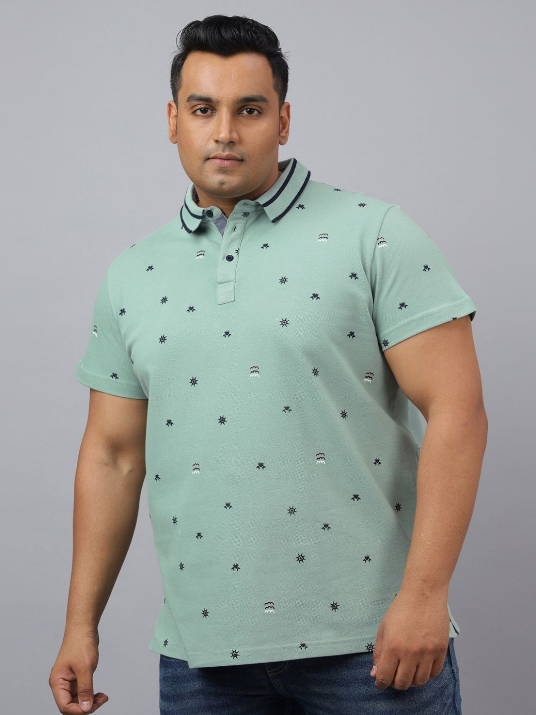 NEON CHILLIE Conversational Printed Polo Collar Cotton Slim Fit T-shirt
