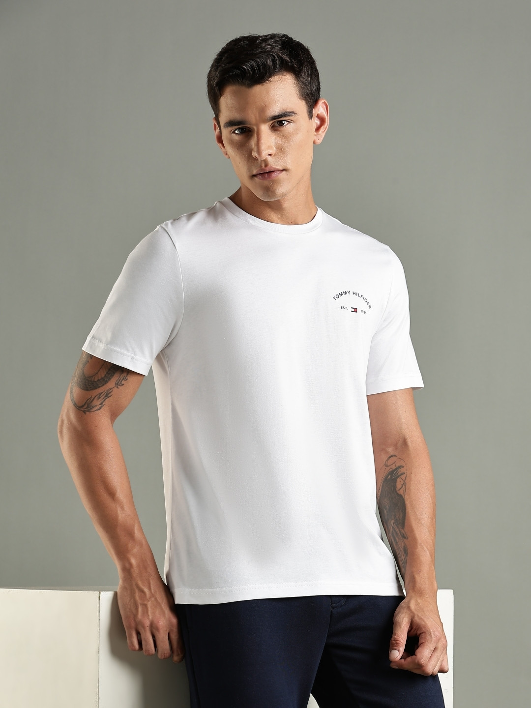 Tommy Hilfiger Europe Brand Logo Printed Round Neck  Regular Fit T-shirt