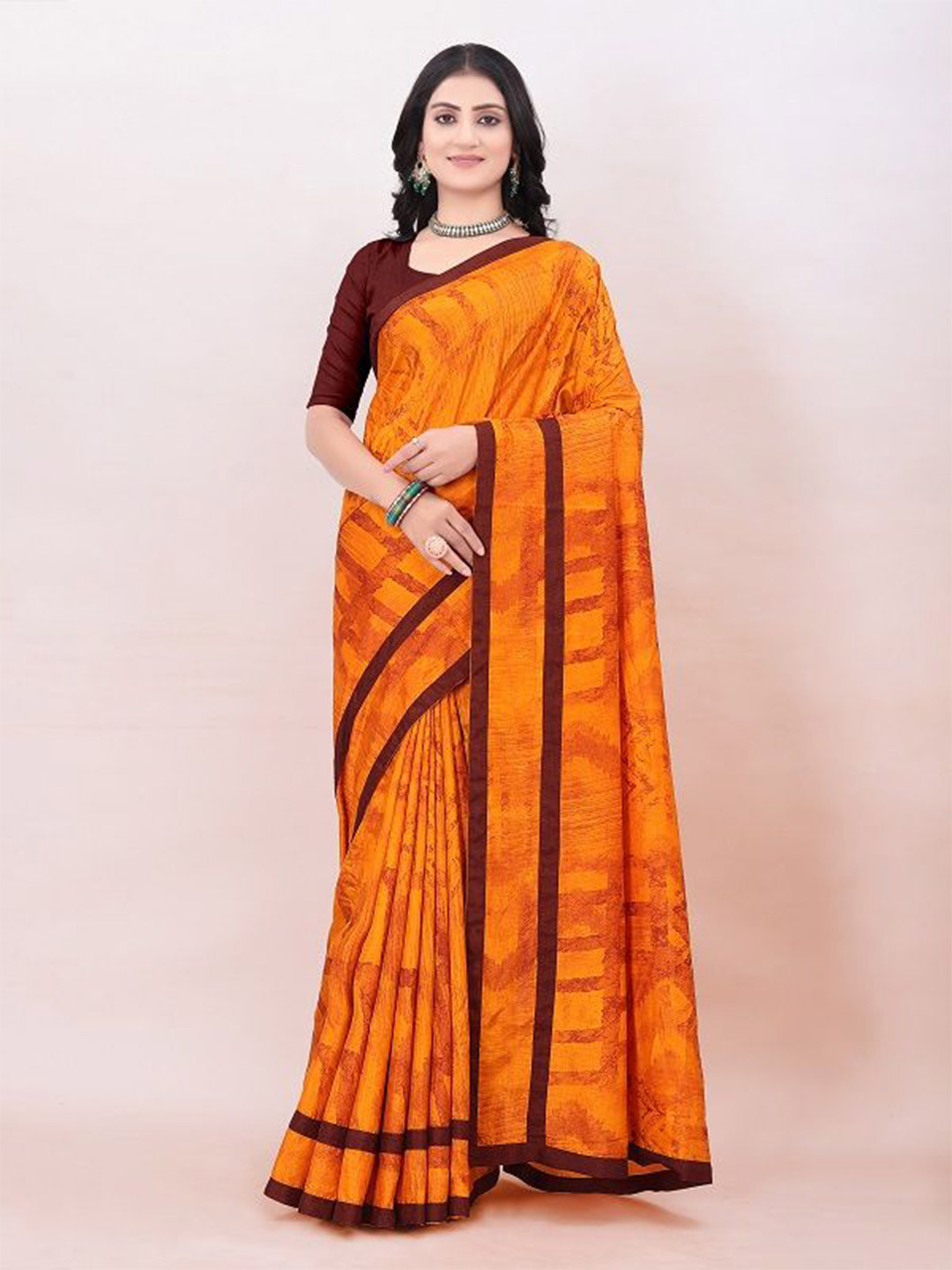 NIKATT Printed Saree With Pure Cotton Unstitched Blouse Piece