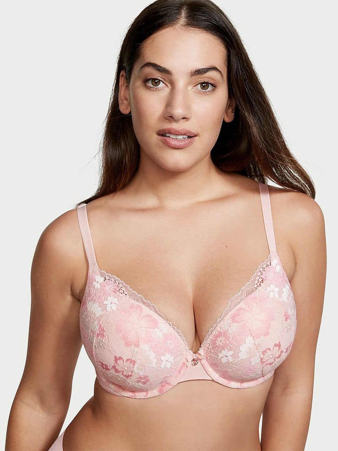 Victoria's Secret Women Floral Full Coverage Underwired Heavily Padded Push-Up Embellished Bra
