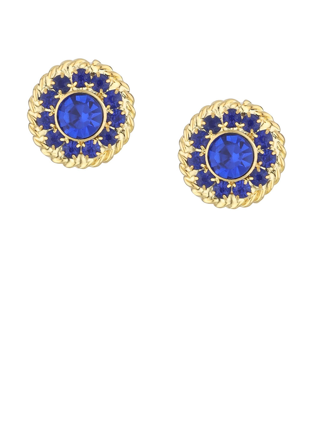 FirstBlush Gold-Plated Cubic Zirconia Studded Clip On Circular Studs