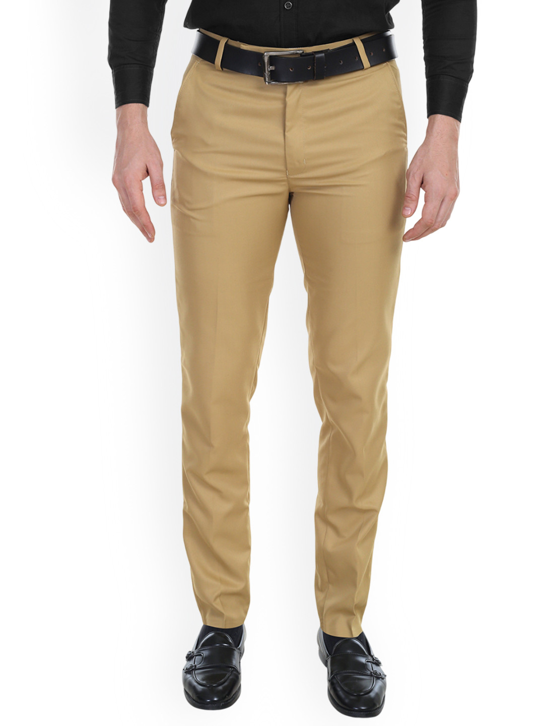 THE TURQUOISE TURTLE Men Original Regular Fit Mid-Rise Flat-Front Cotton Formal Trouser