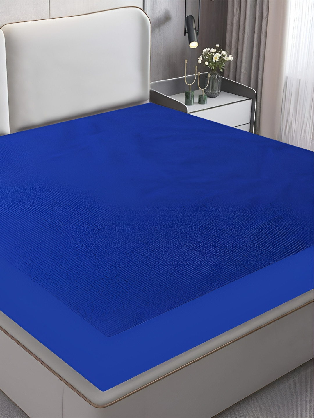CRAZY WORLD Blue Terry Water Resistant Mattress Protector