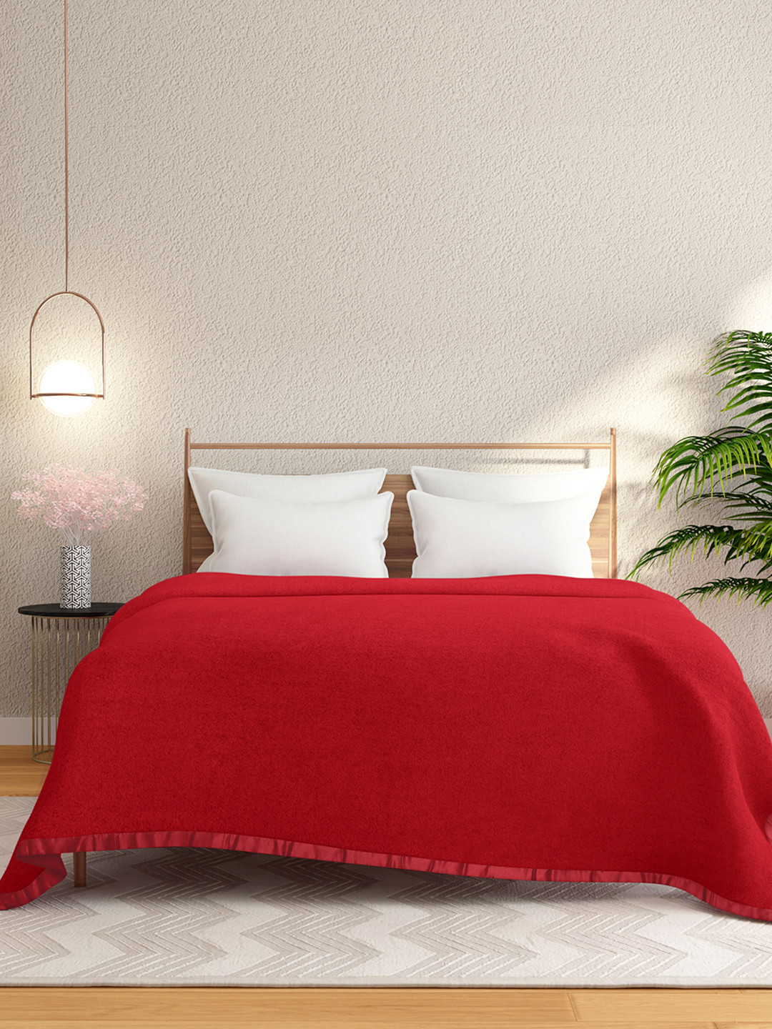 STELLAR HOME Poise Red AC Room 210 GSM Double Bed Blanket