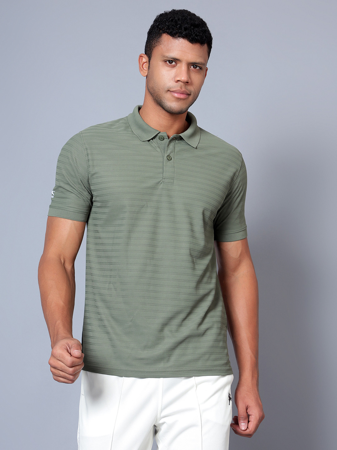 Shiv Naresh Striped Polo Collar Antimicrobial Basketball T-Shirt