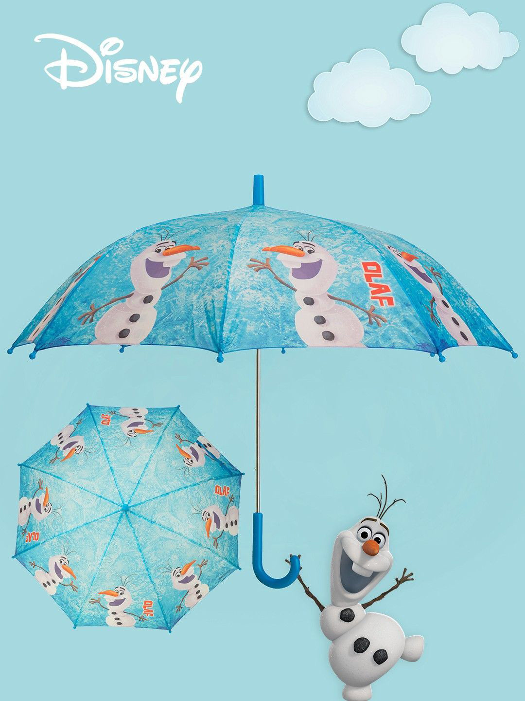 Disney By Yellow Bee Boys Blue & White Frozen Olaf Printed Manual 2 Fold Umbrella