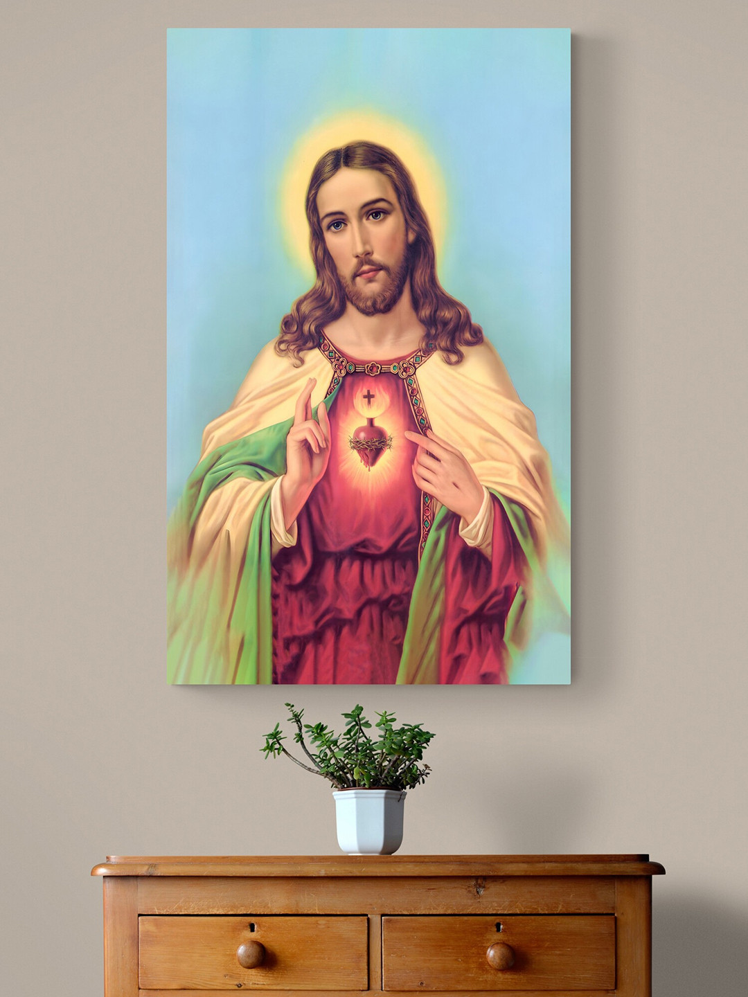 Tushaco Handicrafts Jesus Stretched Canvas Wrapped Wall Painting