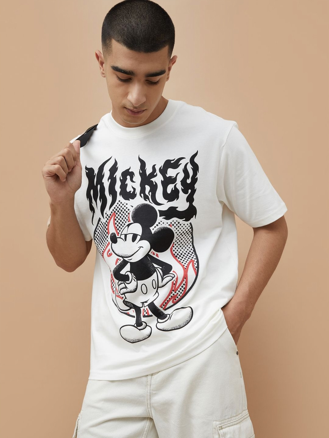 Fame Forever by Lifestyle Men Mickey Mouse Graphic Printed Round Neck Cotton T-shirt