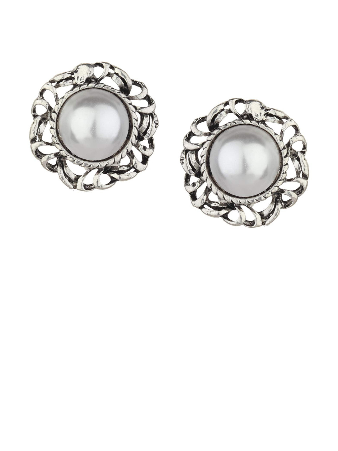 FirstBlush Gold-Plated Pearls Studded Clip On Circular Studs