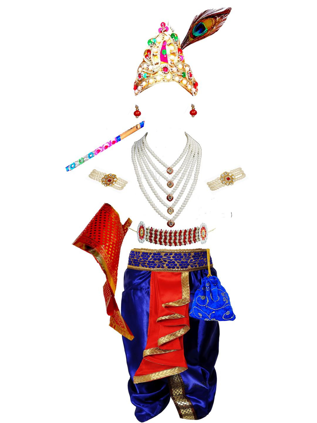 SHRI VALLABH Boys Krishna Dress Costume Set with Accessories
