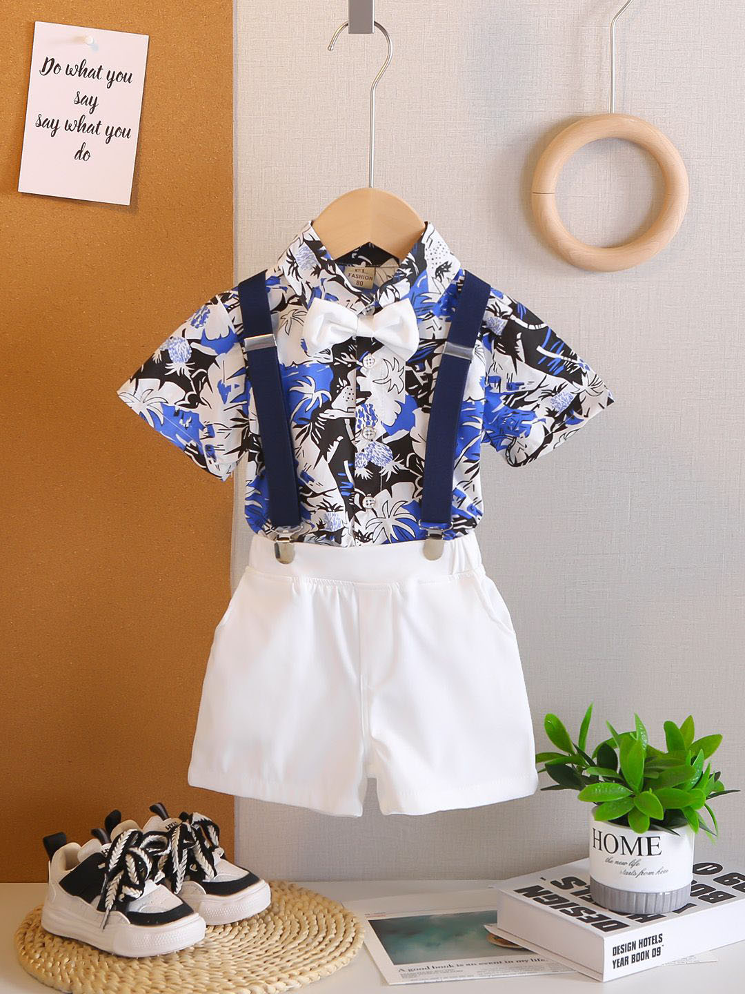 YK Boys Printed Shirt & Short Clothing Set