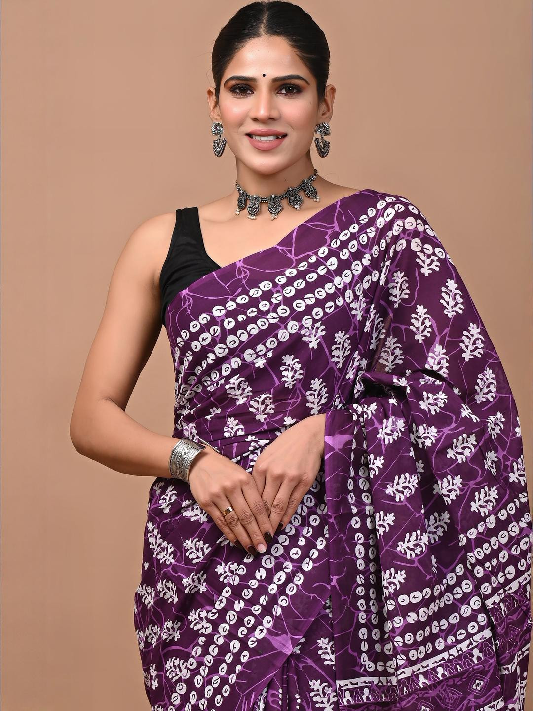 Crafts Moda Floral Printed Cotton Saree