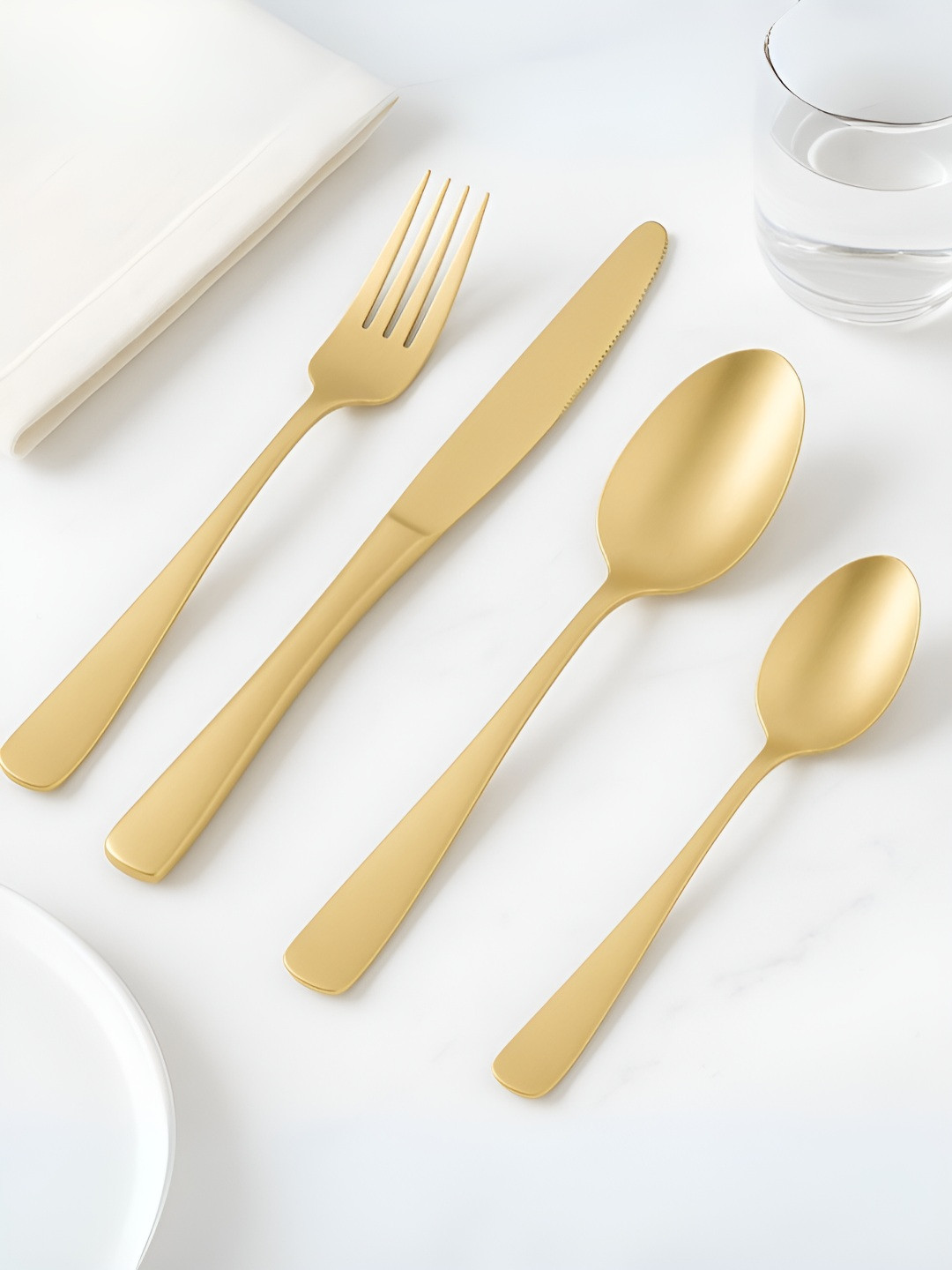 Myntra Elegant Homes 20-Pcs Gold-Toned Stainless Steel Silverware Flatware Cutlery Set