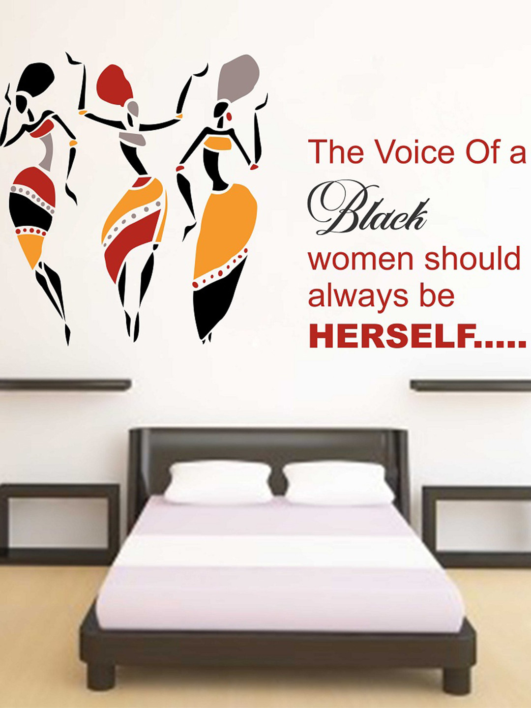 LANSTICK Black & Red Printed Traditional Women Wall Sticker