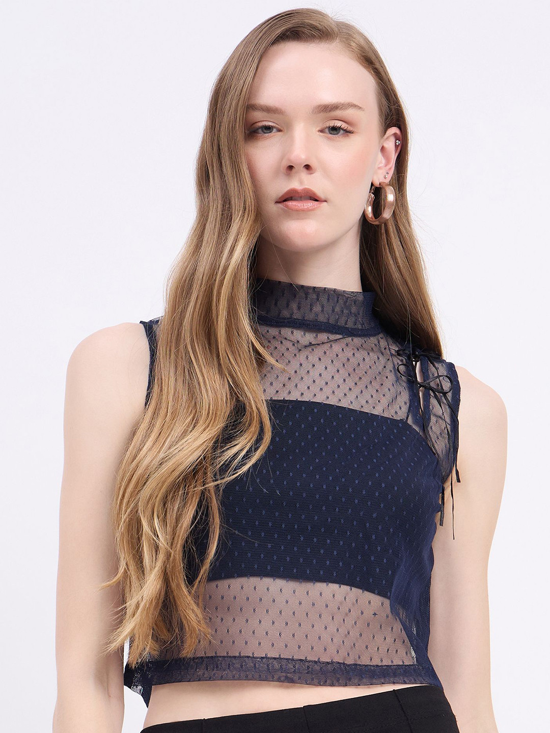 DressBerry Geometric Net High Neck Top
