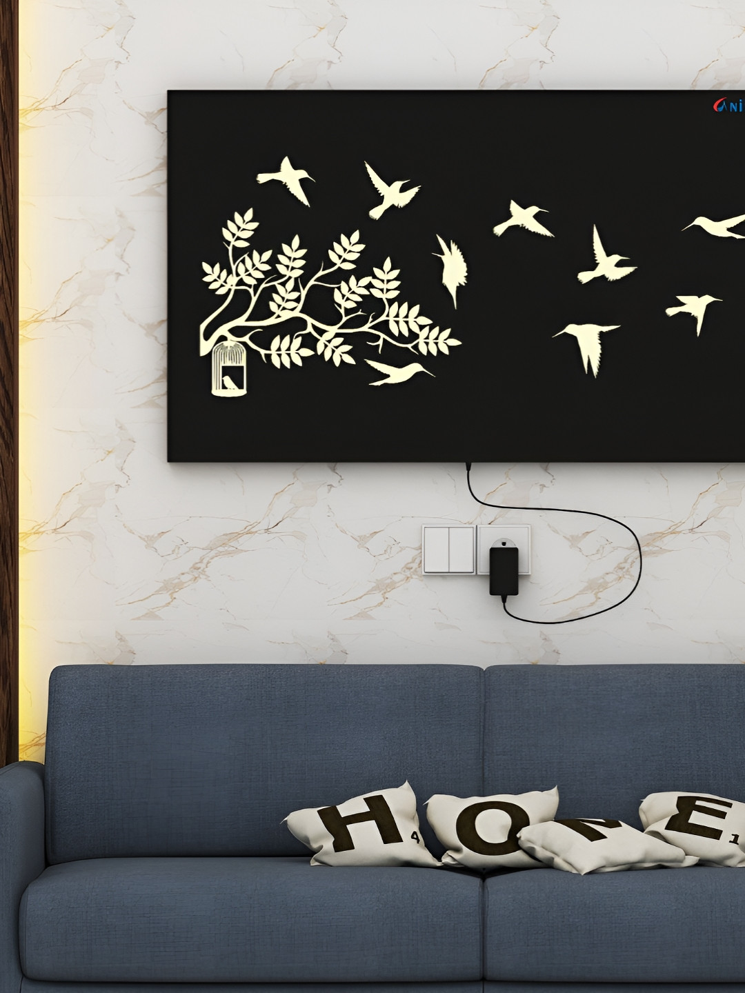 ANIKAA LumiAvi Black & White Nature-Inspired Wall Art