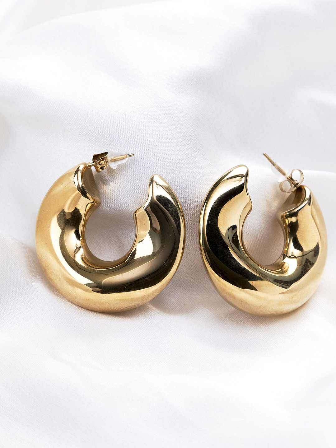 Opal Touch Gold Plated Circular Shaped Half Hoops