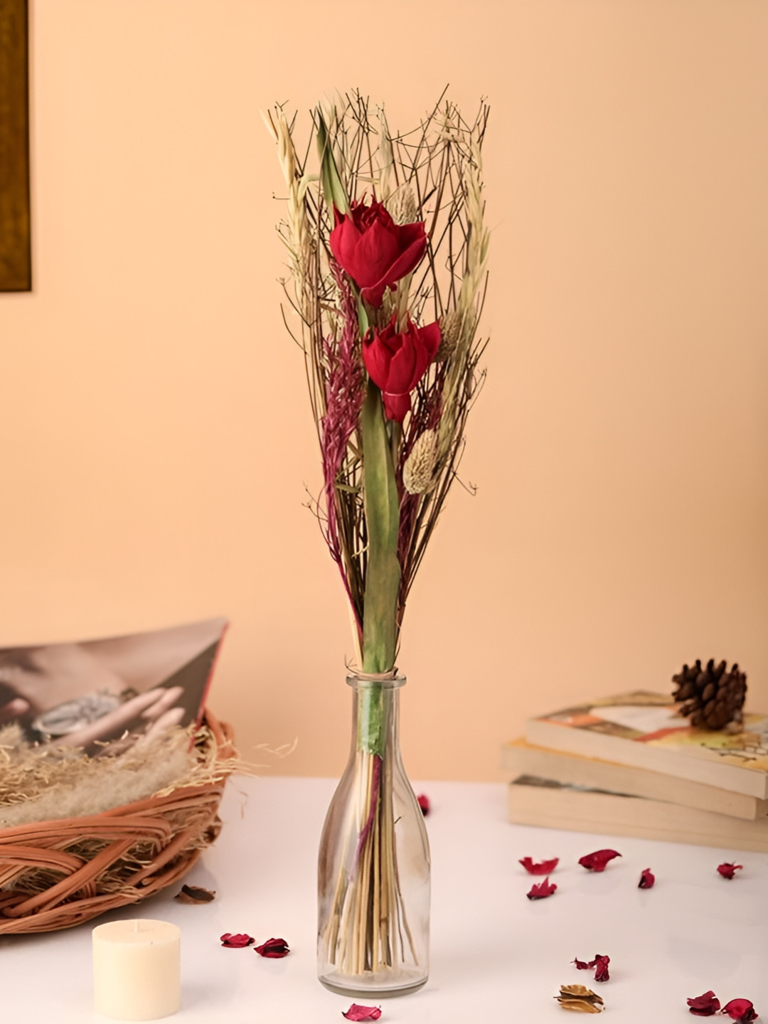 Decor de Maison Pink & Red Liliana Dried Floral Rose Delight Showpiece