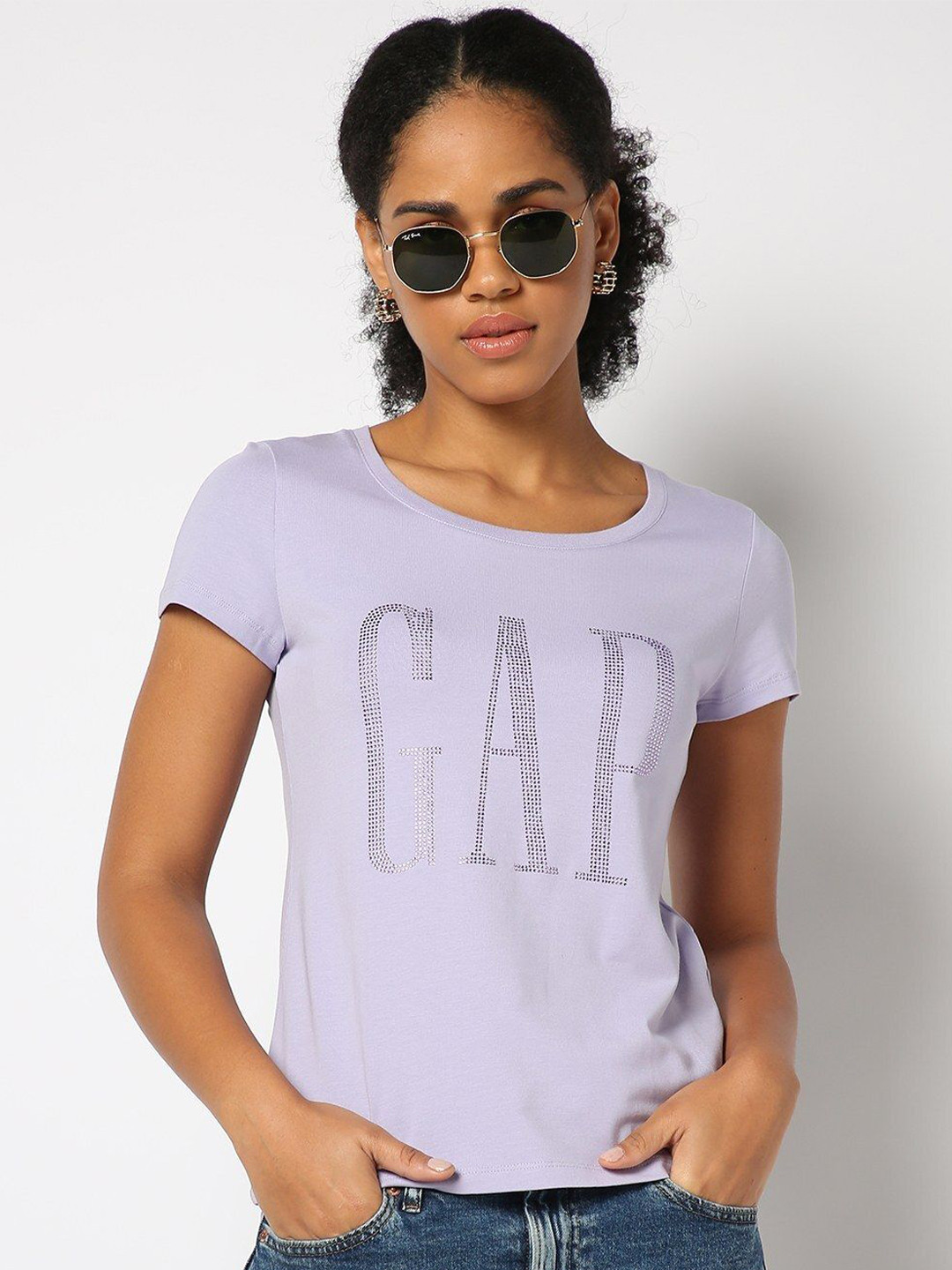 GAP Rhinestone Embroidered Logo Short Sleeves T-shirt