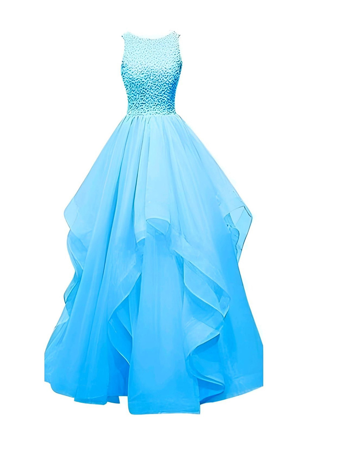 TILISM Girls Round Neck Net Gown Maxi Dress