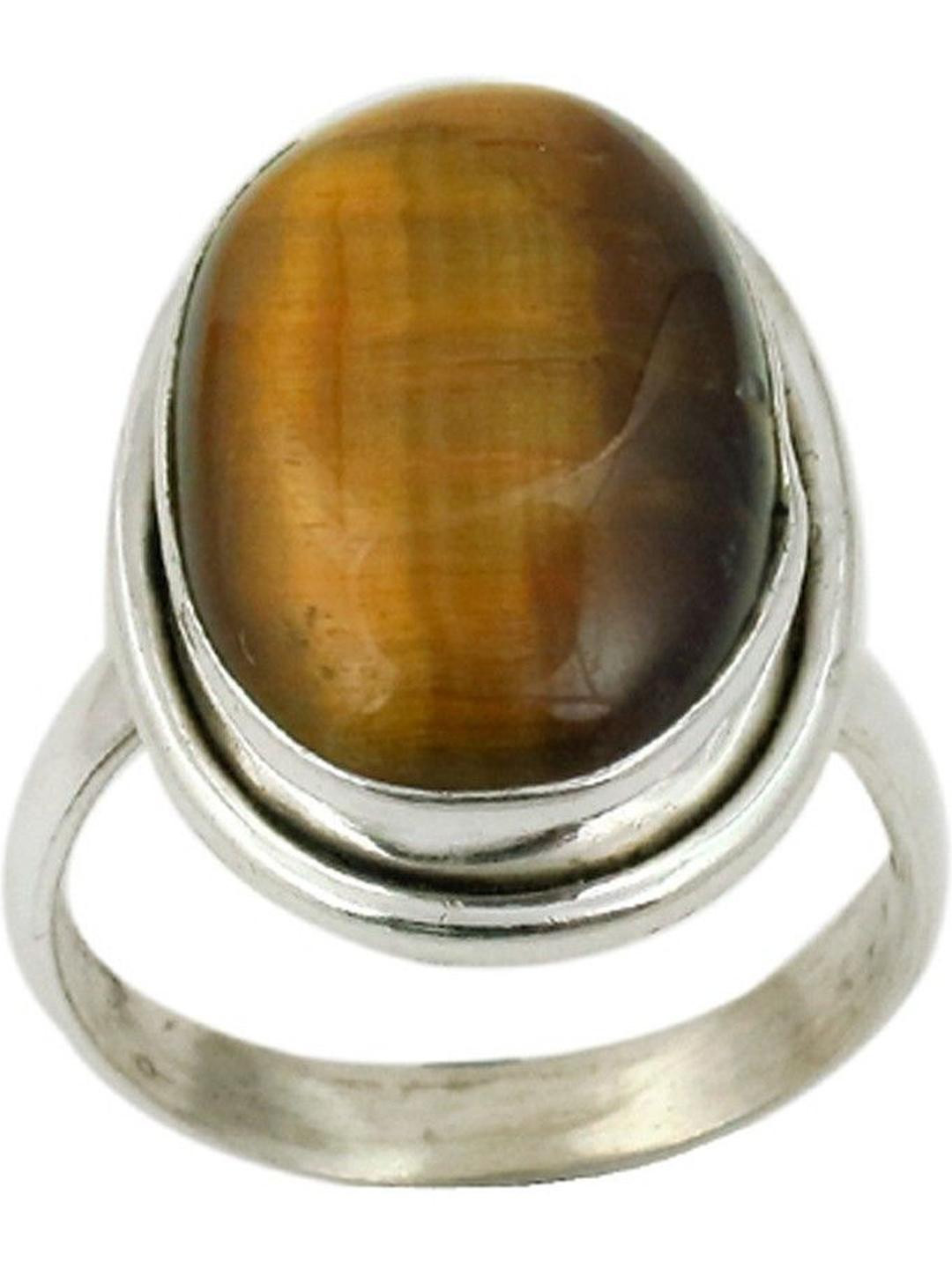 GenZcomplex Unisex Copper-Plated 7.25 Ratti Tiger Eye Finger Ring