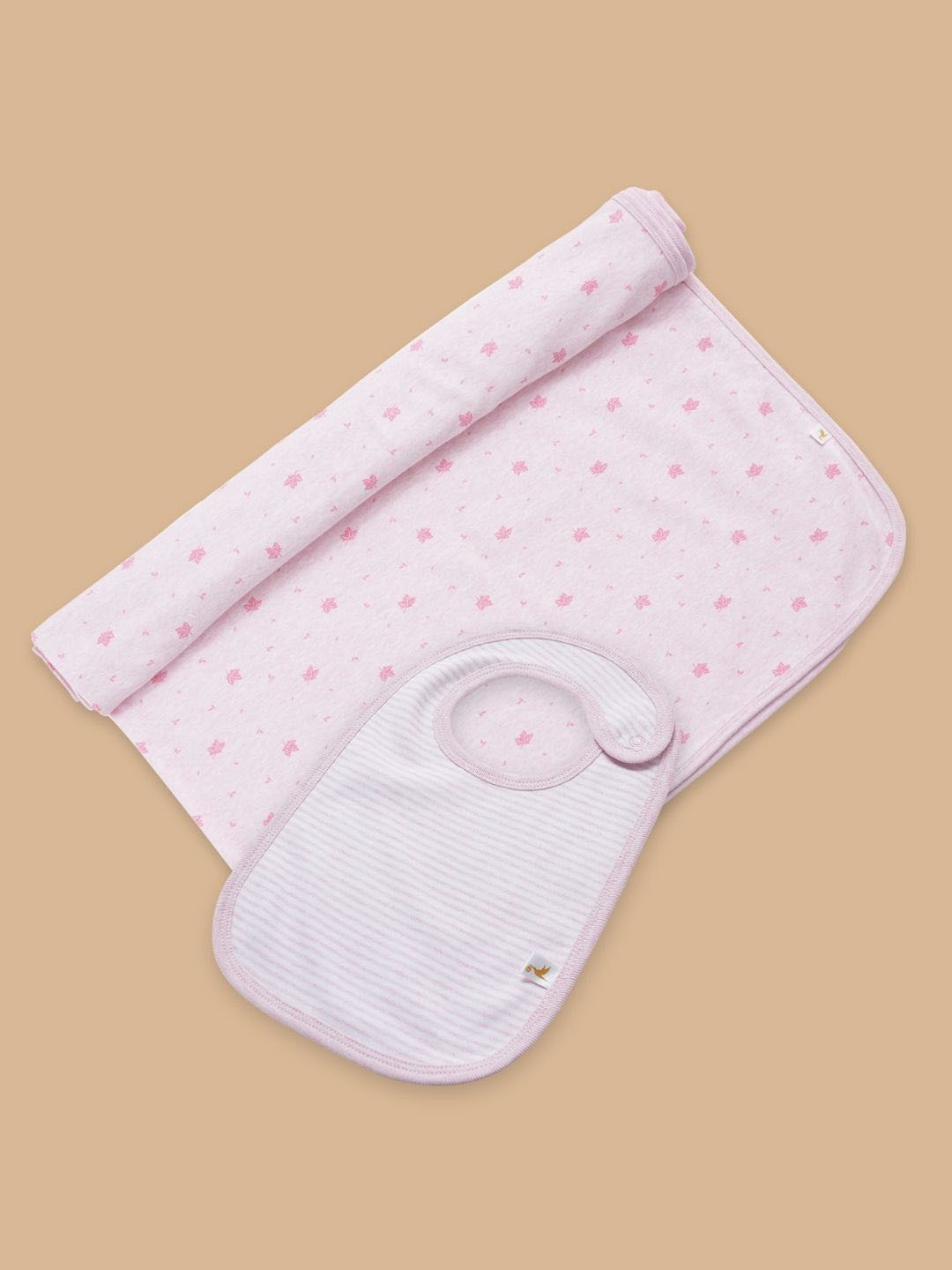 Ohmybebe Infant Organic Cotton Bunny Rug Baby Bib