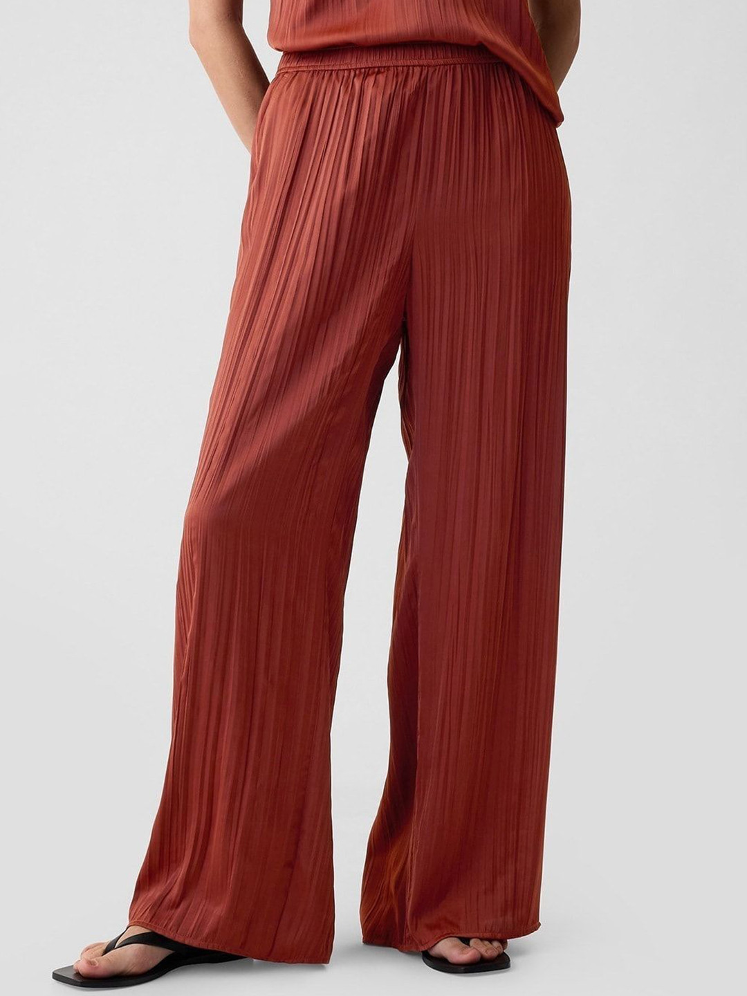 GAP Women Striped Regular Fit Mid-Rise Pull-On Parallel Trousers