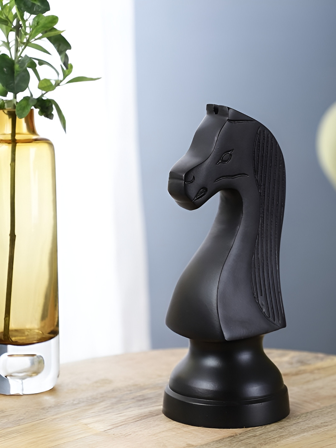 Decor de Maison Black Chess Horse Showpiece