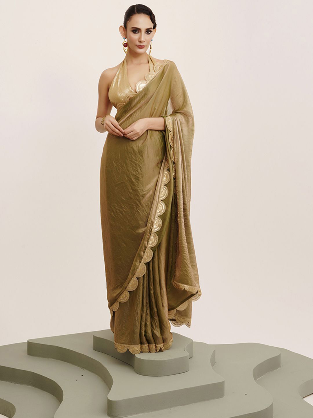 Mitera Tissue Saree With Embellished Sequinned Border