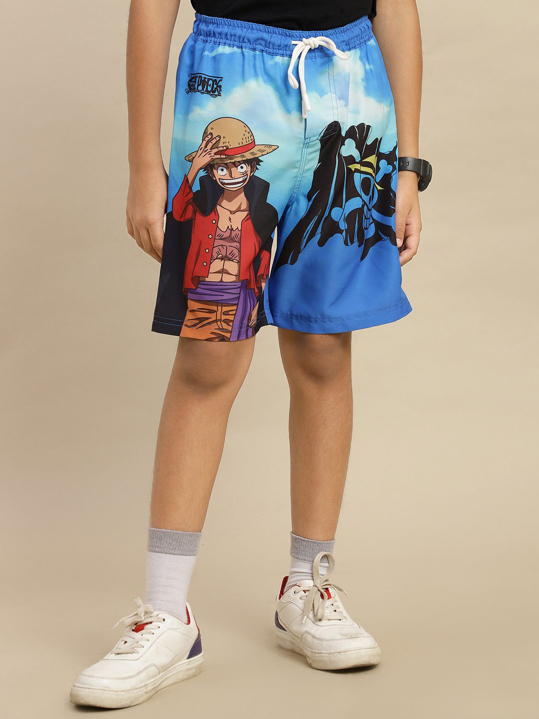 Kids Ville Boys Luffy Anime Printed Swim Board Shorts