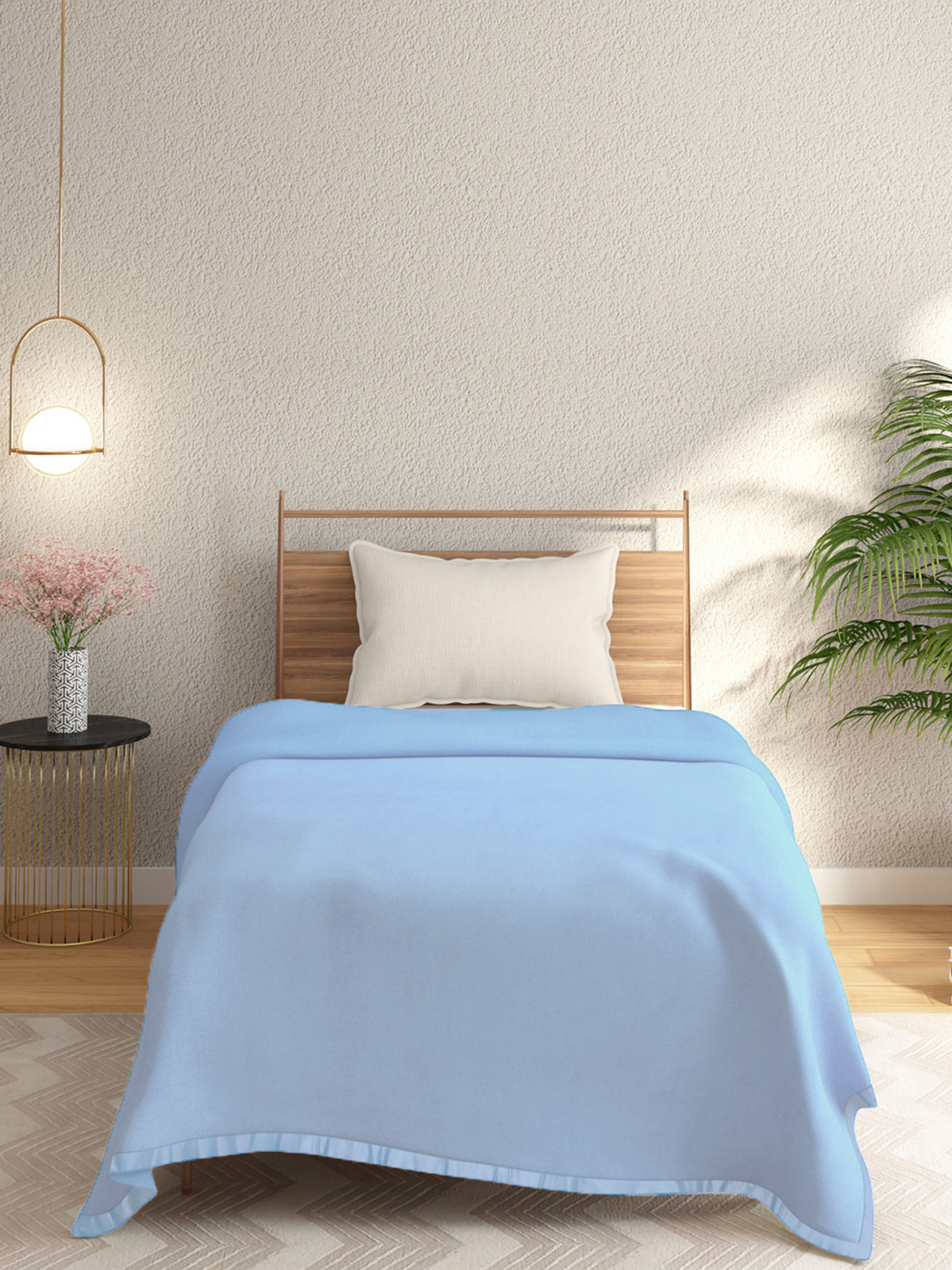 STELLAR HOME Poise Blue AC Room 210 GSM Single Bed Blanket