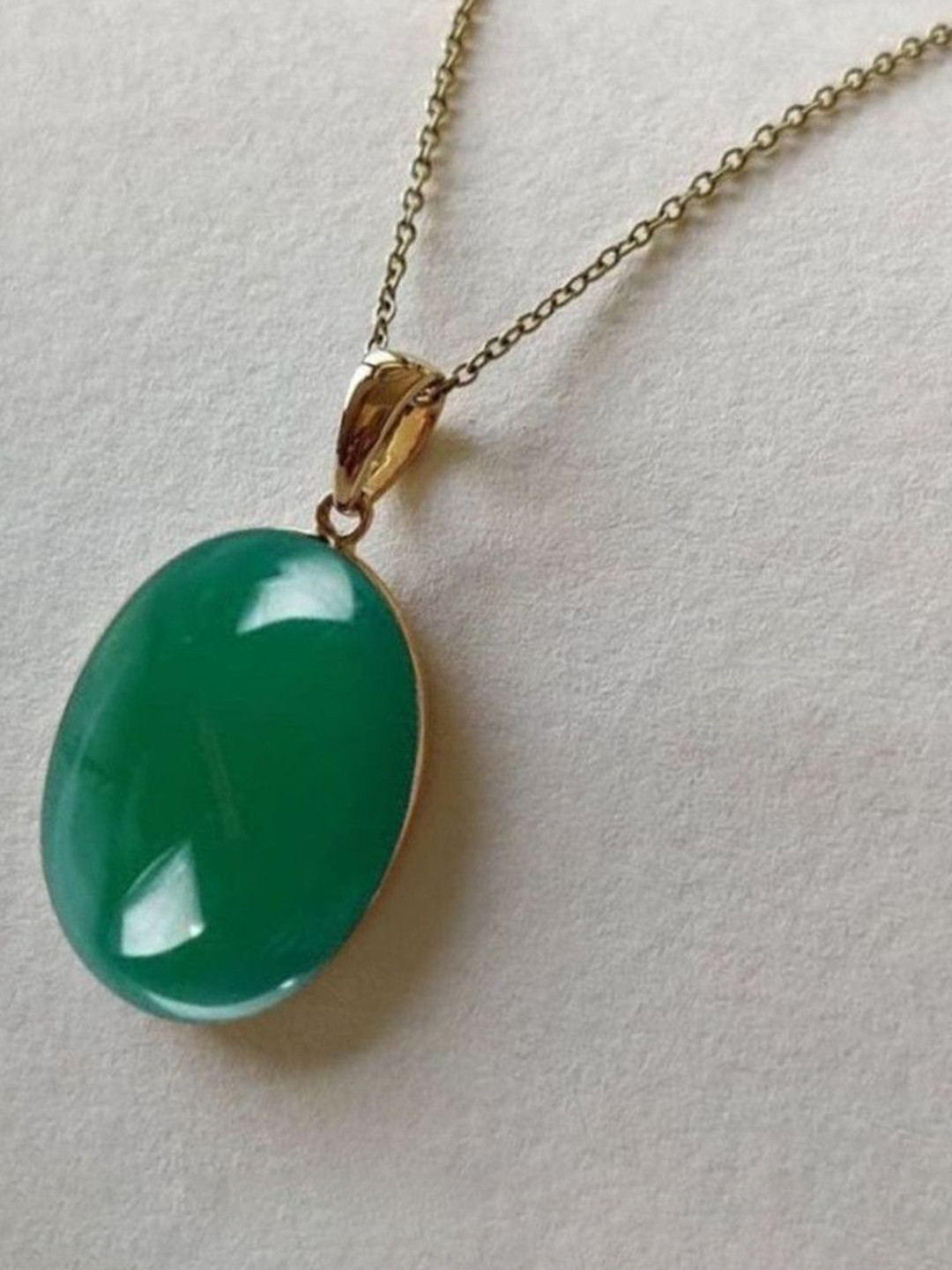 GenZcomplex  Unisex Gold pleated Oval  Green Pendants Astrological Purpose Brass Pendant