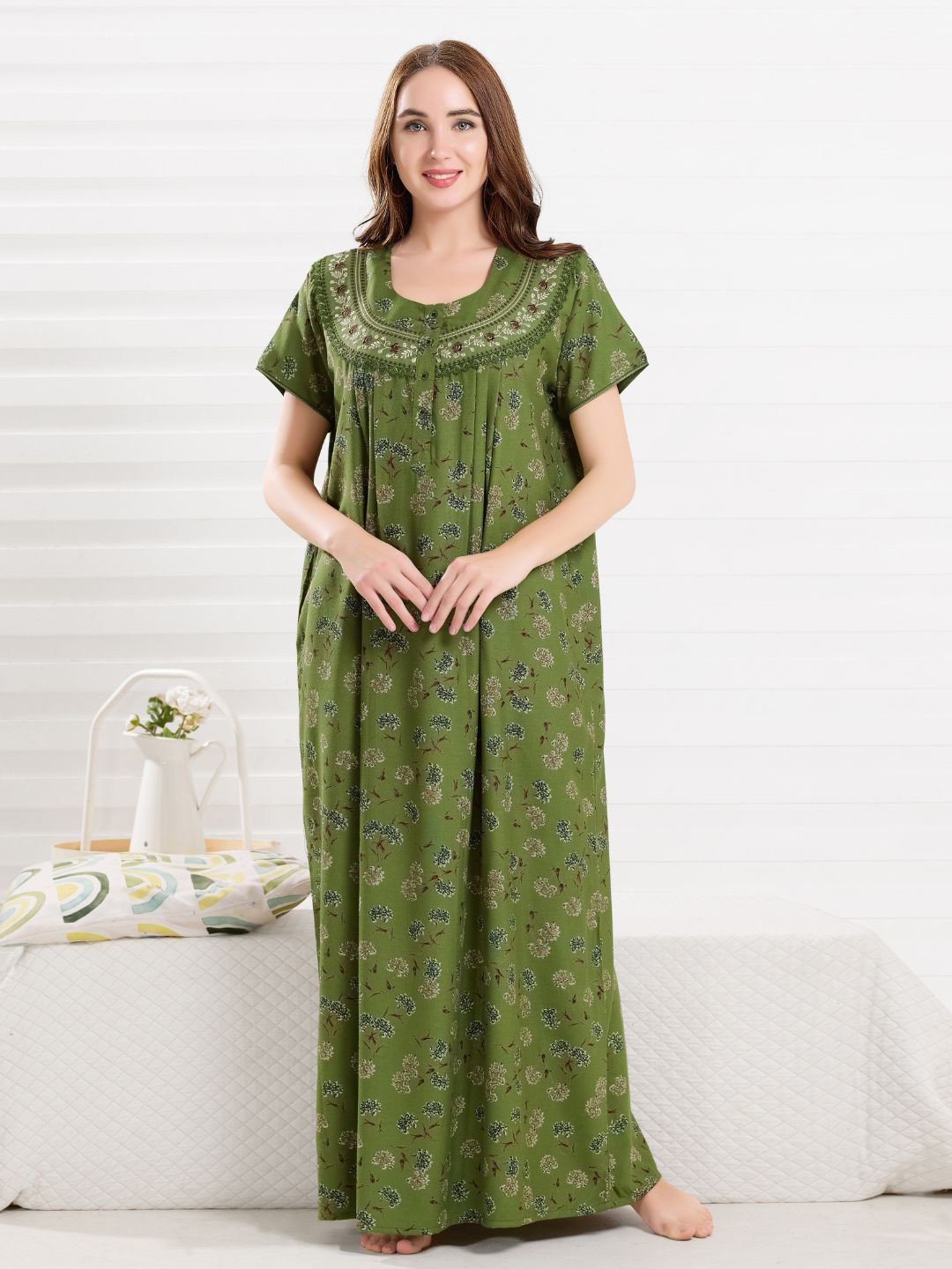 NIGHTSHADES Women Printed Maxi Nightdress