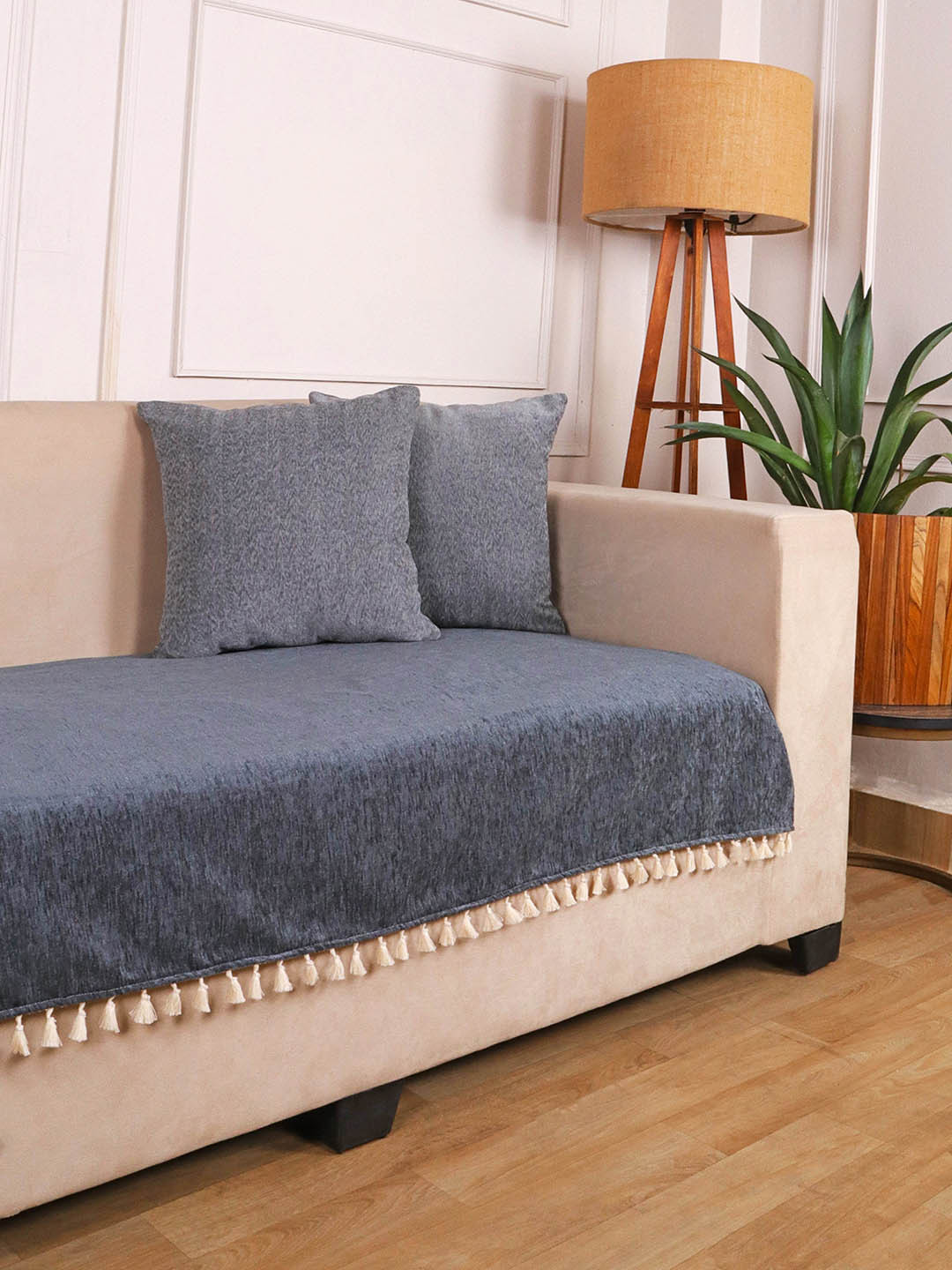 STITCHNEST 2 Seater Grey Chenille Seat Cover