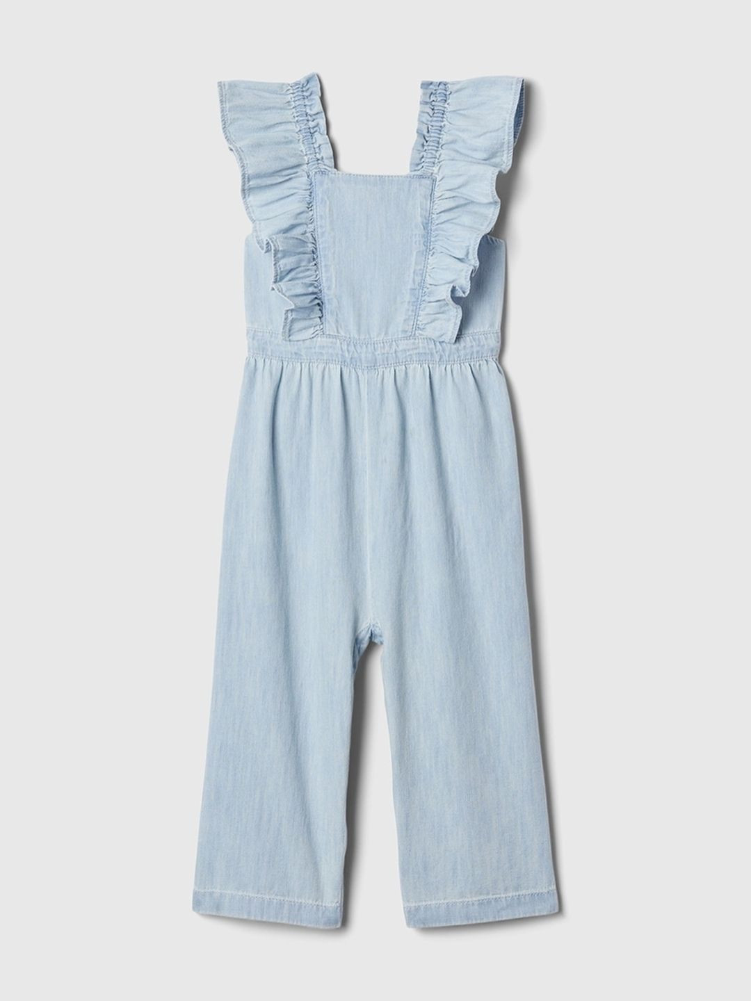 GAP Girls Relaxed-Fit Ruffle Detail Sleeveless Denim Jumpsuit