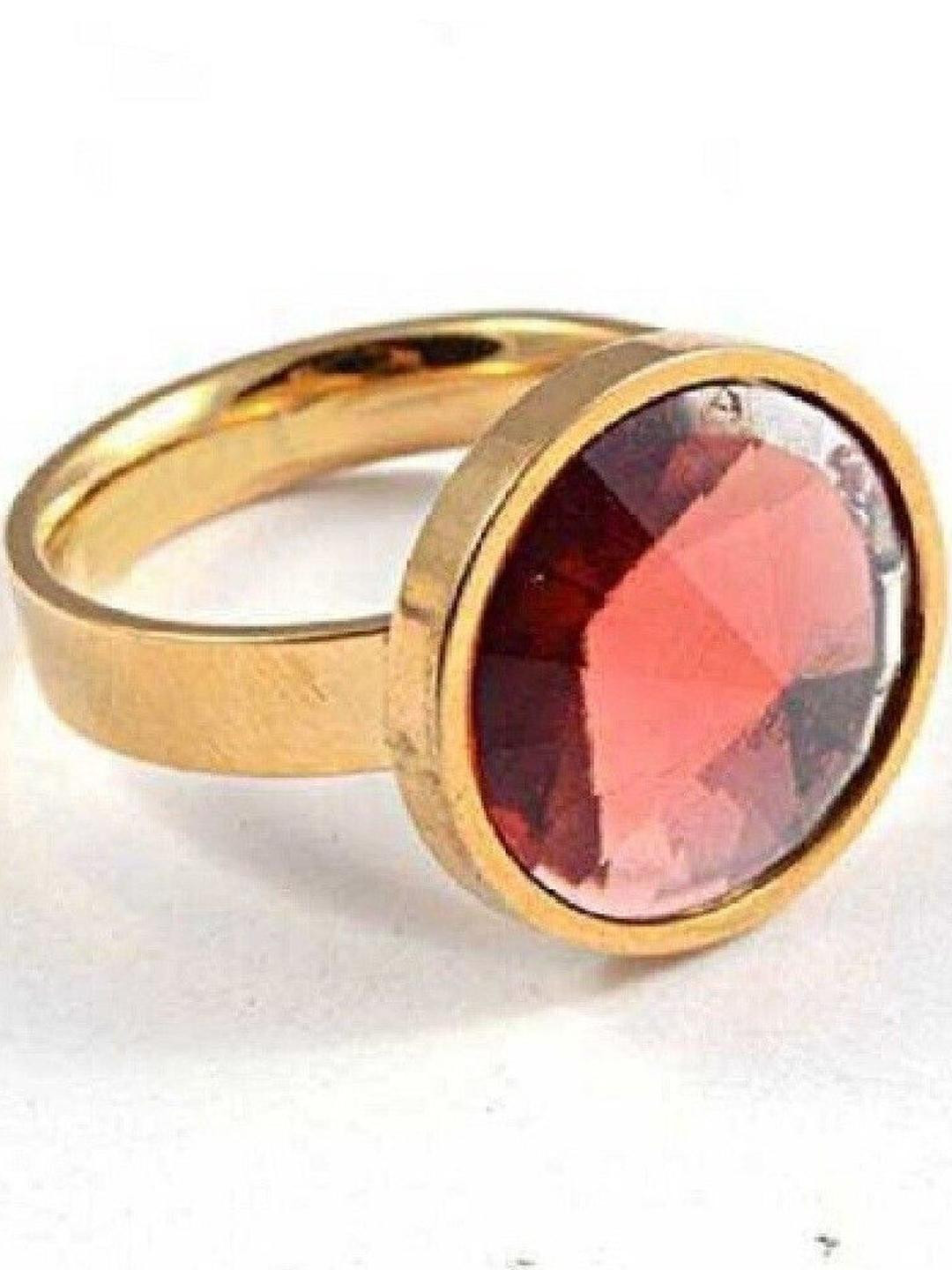 GenZcomplex 9.00 KT Gold-Plated Hessonite Garnet Studded Finger Ring