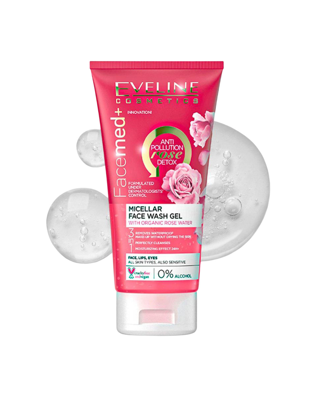 Eveline Cosmetics Facemed+ Micellar Face Wash Gel With Organic Rose Water - 150 ml
