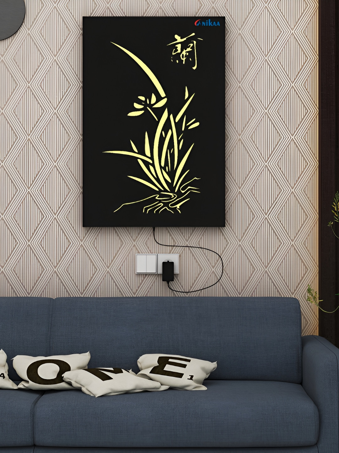 ANIKAA Luminara Black White Floral Zen Wall Art