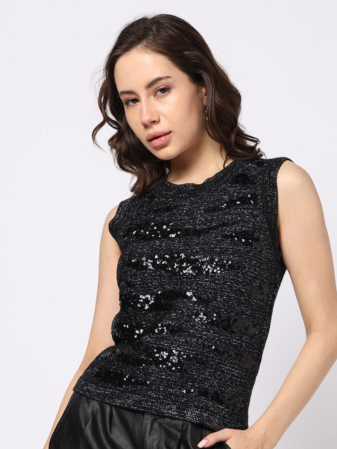 GAP Women Embellished Sequin Sleeveless Regular Top