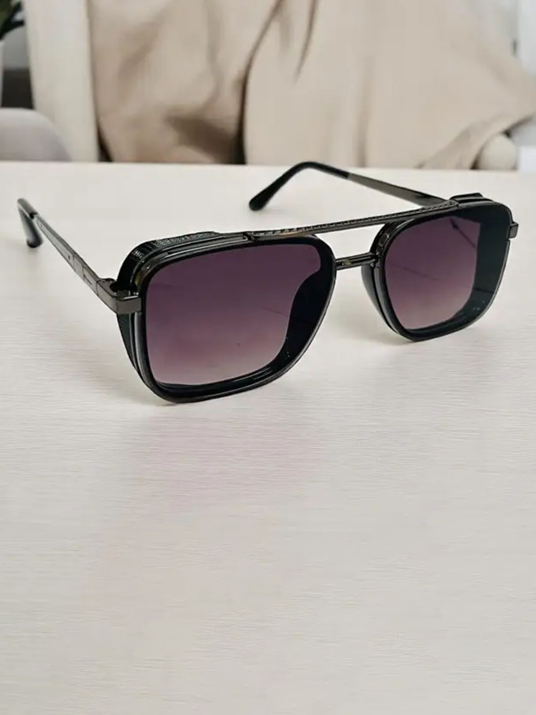 SpadeAces Men UV Protected Lens Square Sunglasses SP Boss 8008 Black