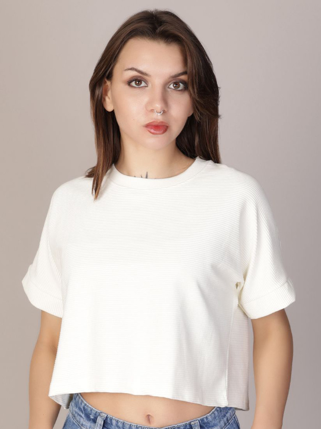 V-Mart Ribbed Crew Neck Crop Top