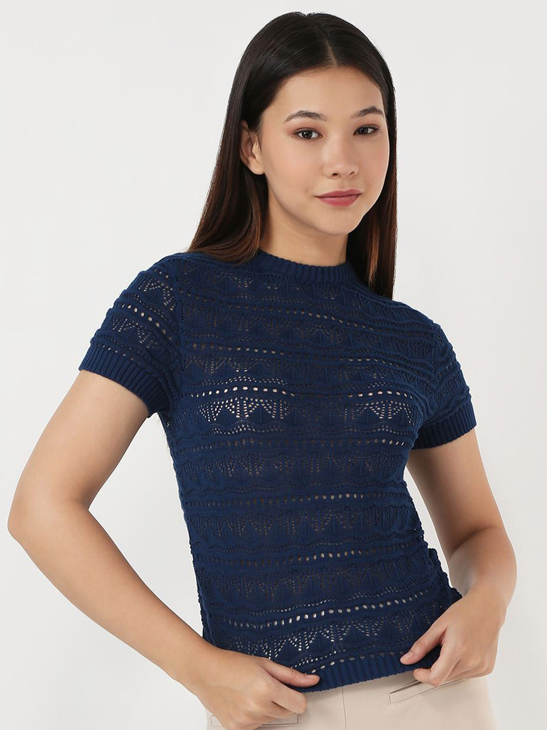 Kraus Jeans Women Crochet Fitted Top