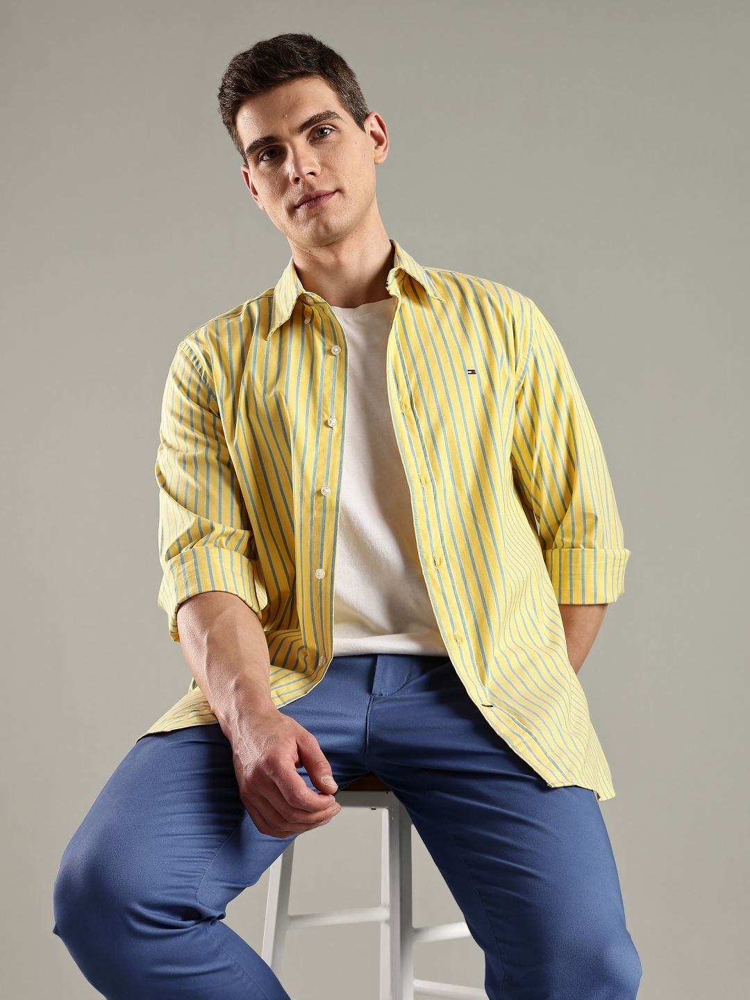 Tommy Hilfiger U.S Striped Button-Down Collar Pure Cotton Casual Shirt