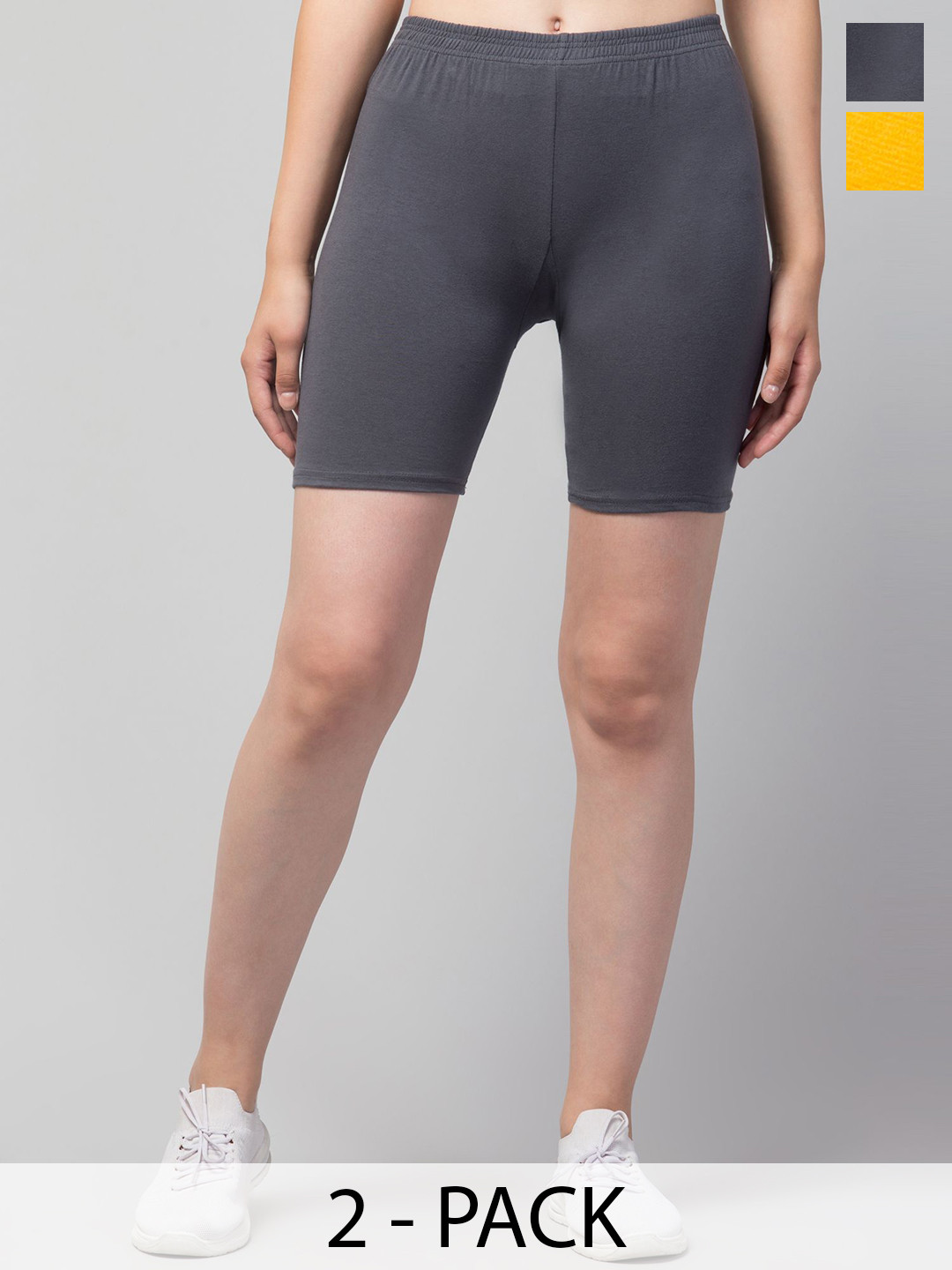 HIRRUX Women Pack Of 2 Skinny Fit Low-Rise Cycling Sports Shorts