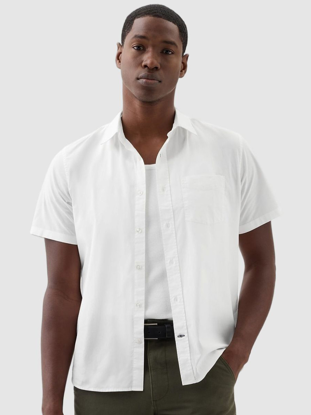 GAP Classic Striped Short Sleeve Poplin Shirt