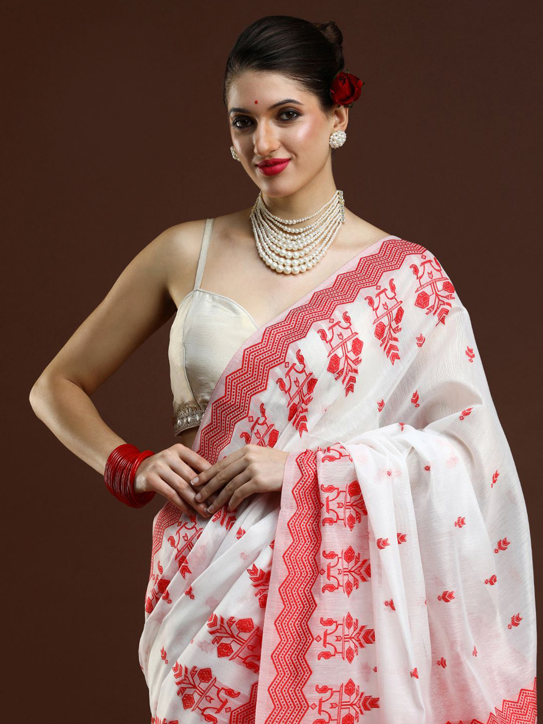 Mitera Geometric Printed Chanderi Saree